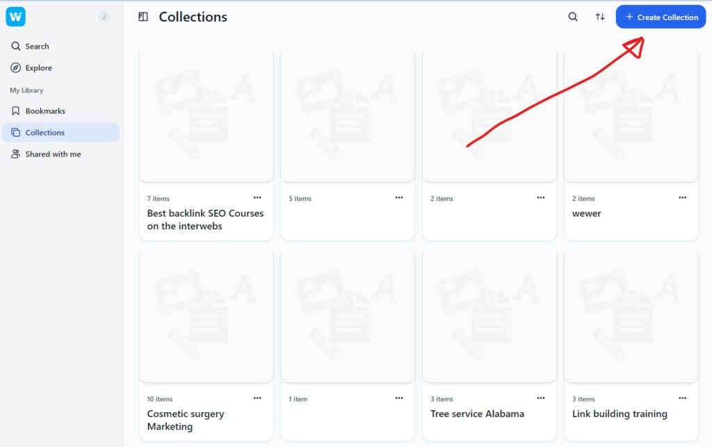 How to create a wakelet collection - Click Create wakelet collection